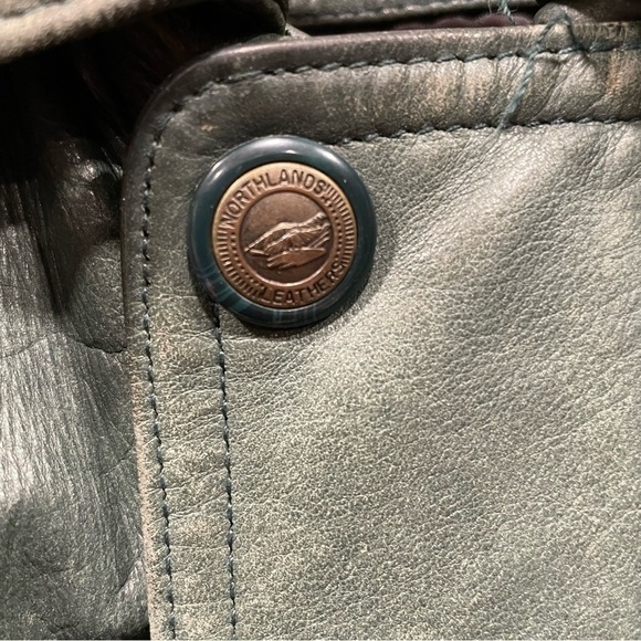 Vintage Northlands Forest Green Leather Coat size Medium - Picture 5 of 9